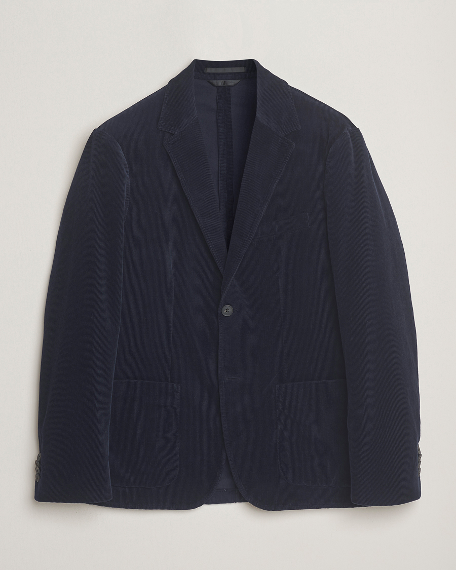 Men | Blazers | Sunspel | Relaxed Corduroy Blazer Navy