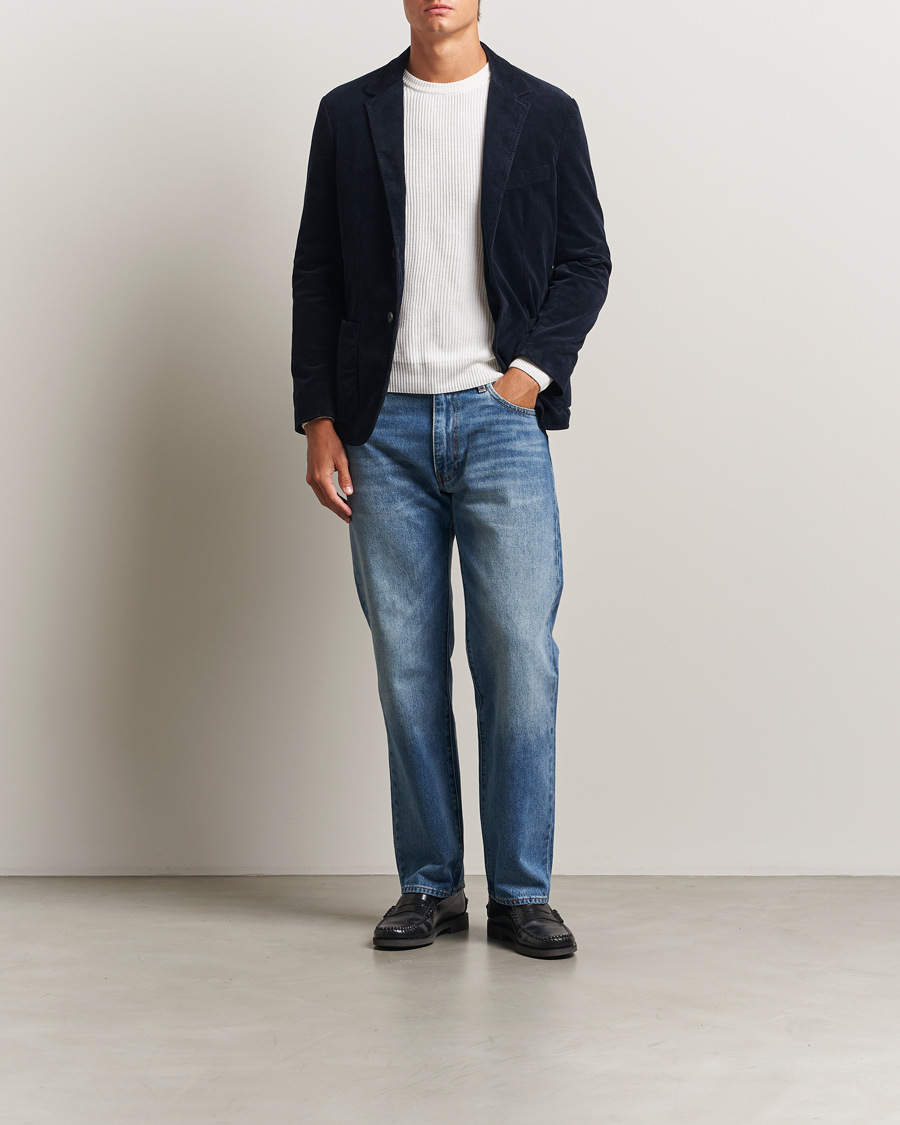 Men | Blazers | Sunspel | Relaxed Corduroy Blazer Navy