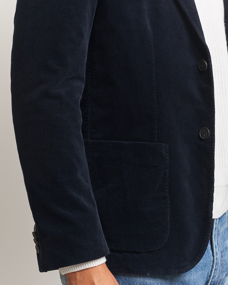 Men | Blazers | Sunspel | Relaxed Corduroy Blazer Navy