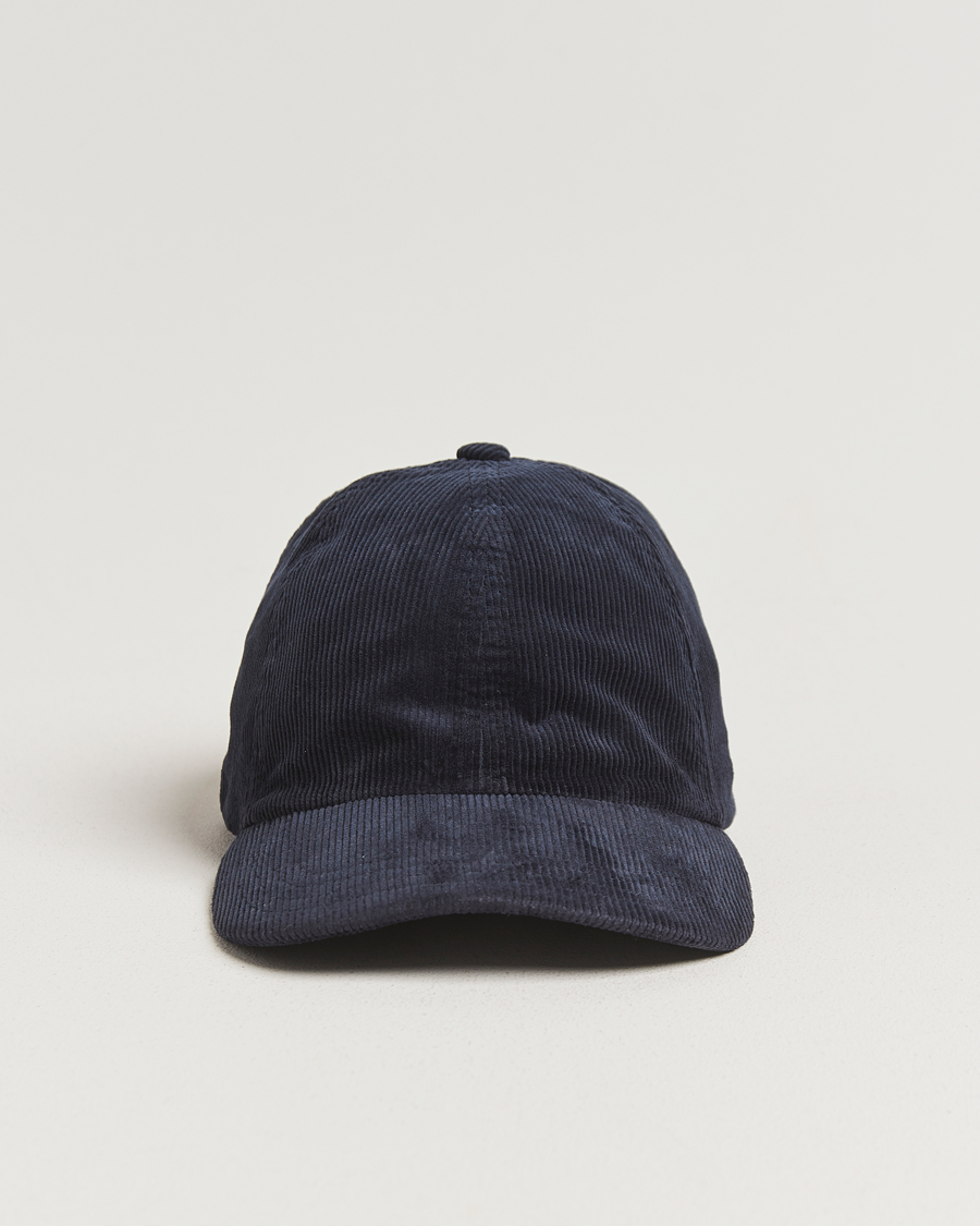 Men | Hats & Caps | Sunspel | Corduroy Cap Navy