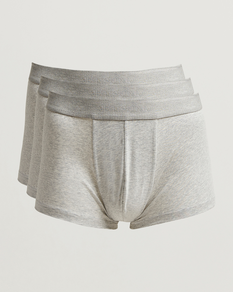 Men | Underwear & Socks | Sunspel | 3-Pack Cotton Stretch Trunk Grey