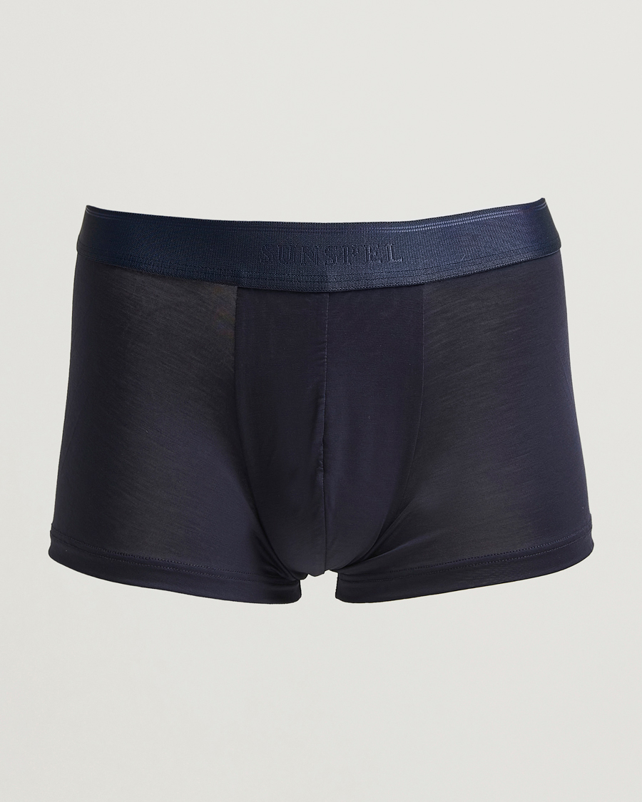 Men | Underwear & Socks | Sunspel | Tencel Stretch Trunk Navy