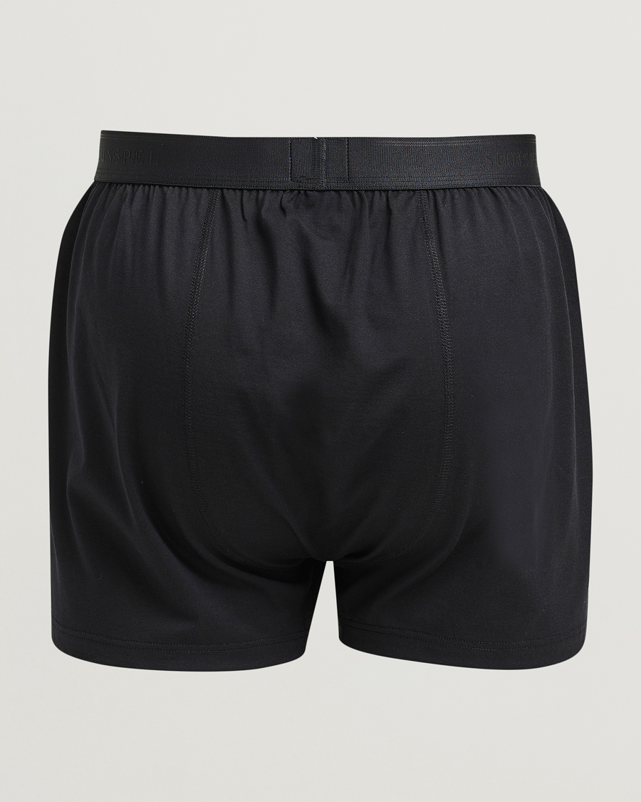 Men | Underwear & Socks | Sunspel | Superfine One Button Boxer Black