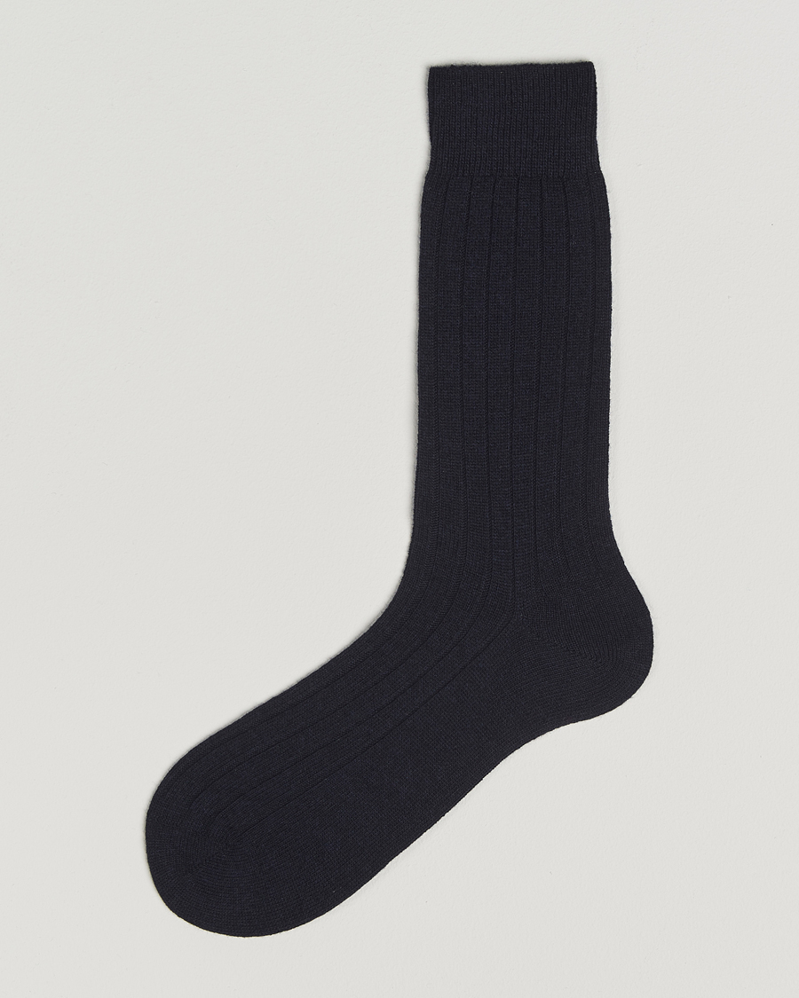 Men | Underwear & Socks | Bresciani | Wool/Cashmere Ribbed Socks Navy