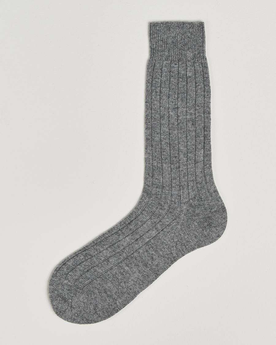 Men | Underwear & Socks | Bresciani | Wool/Cashmere Ribbed Socks Grey Melange