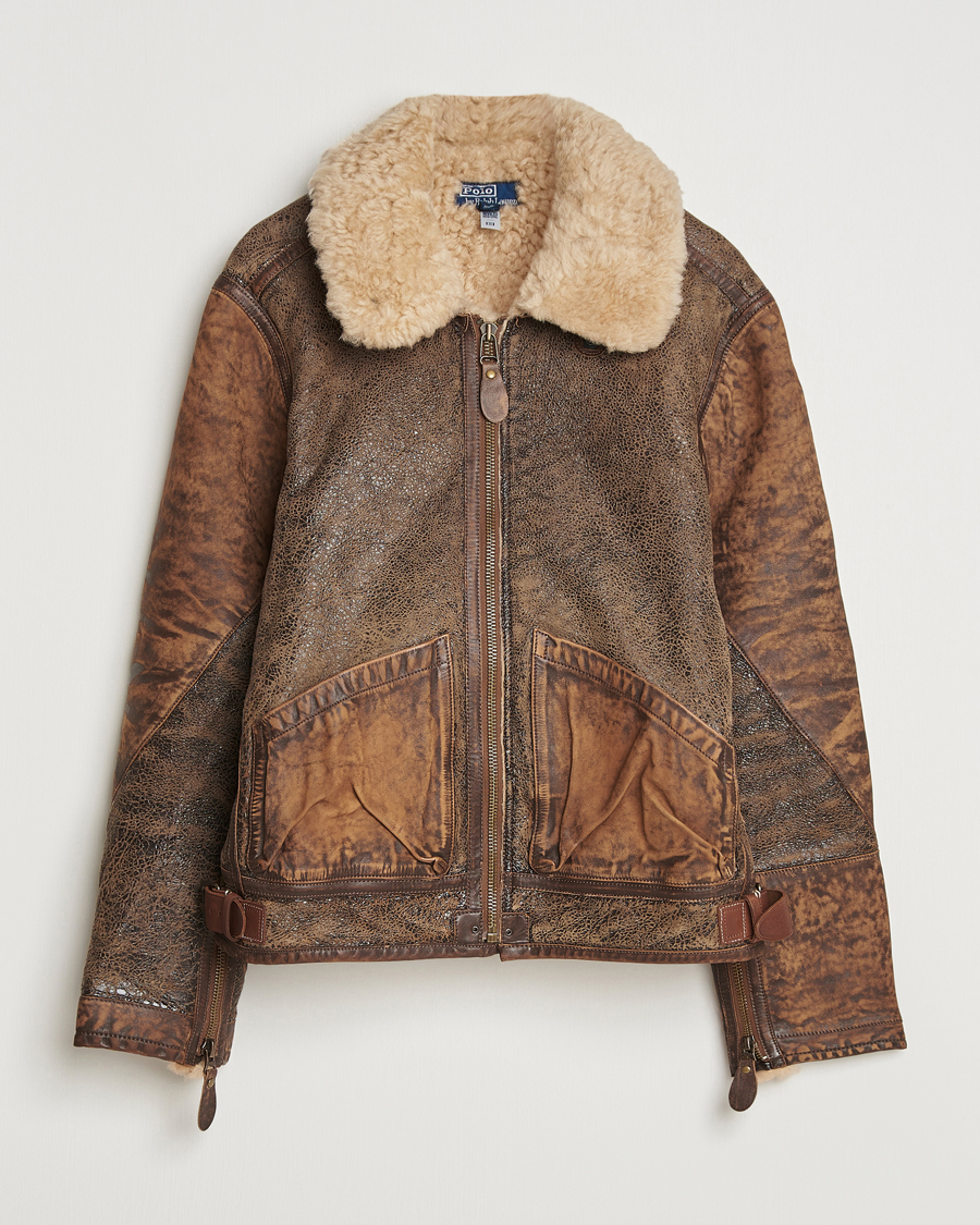 Men | Coats & Jackets | Polo Ralph Lauren | Sherling Lined Bomber Jacket Brown Earth