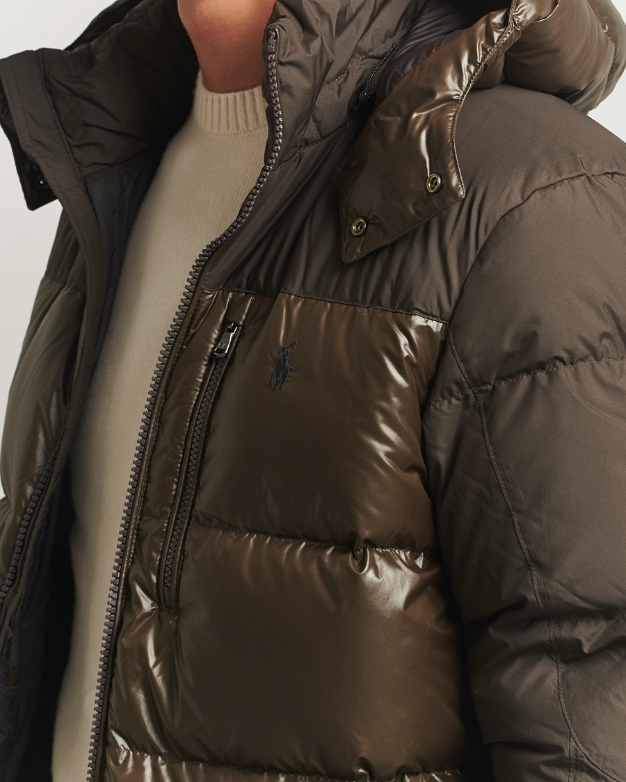 Men | Coats & Jackets | Polo Ralph Lauren | Gorham Mixed Glossy Down Jacket Antique Brown