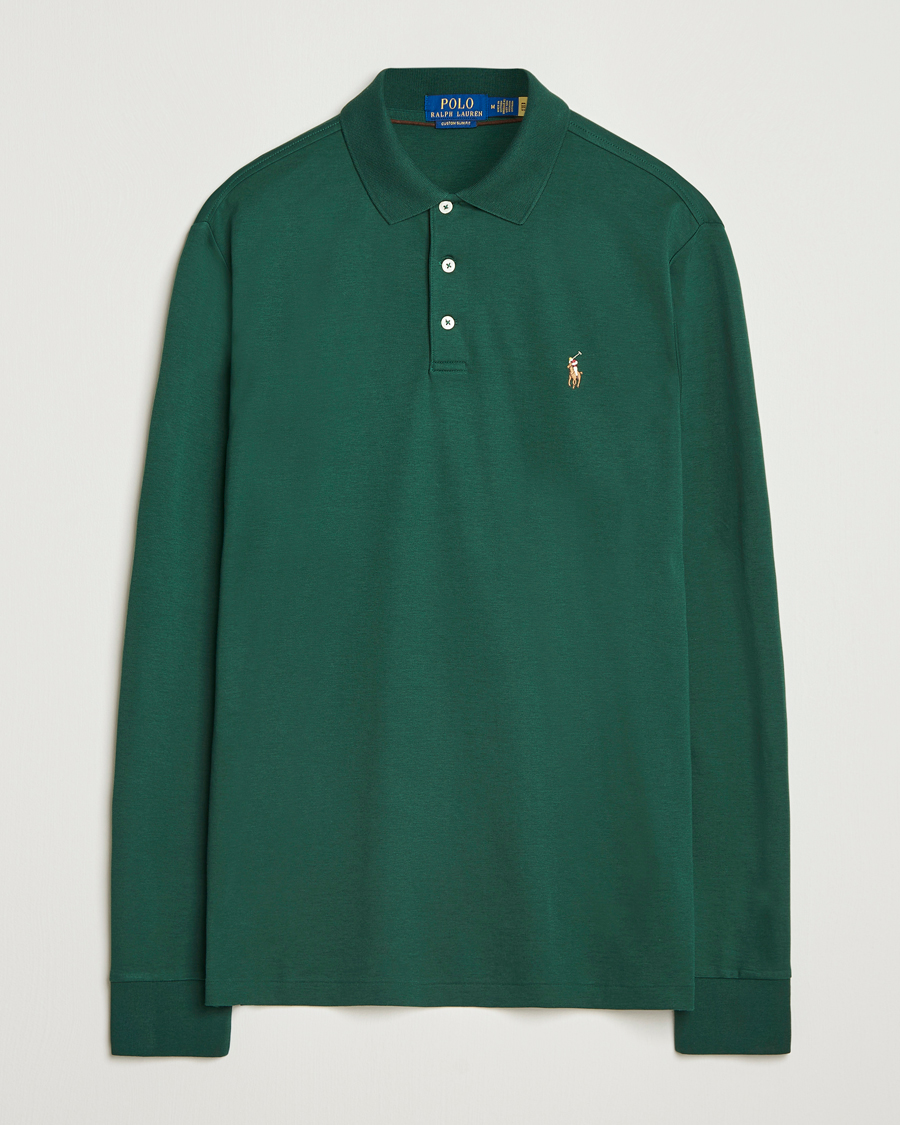 Men | Polo Shirts | Polo Ralph Lauren | Pima Cotton Custom Slim Fit LS Polo Vintage Pine