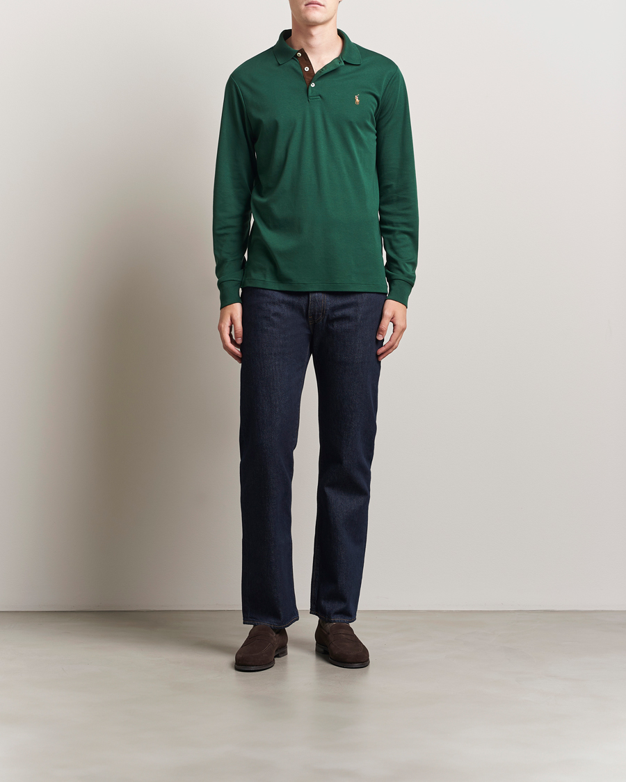 Men | Polo Shirts | Polo Ralph Lauren | Pima Cotton Custom Slim Fit LS Polo Vintage Pine