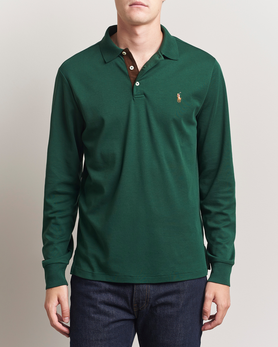 Men | Polo Shirts | Polo Ralph Lauren | Pima Cotton Custom Slim Fit LS Polo Vintage Pine