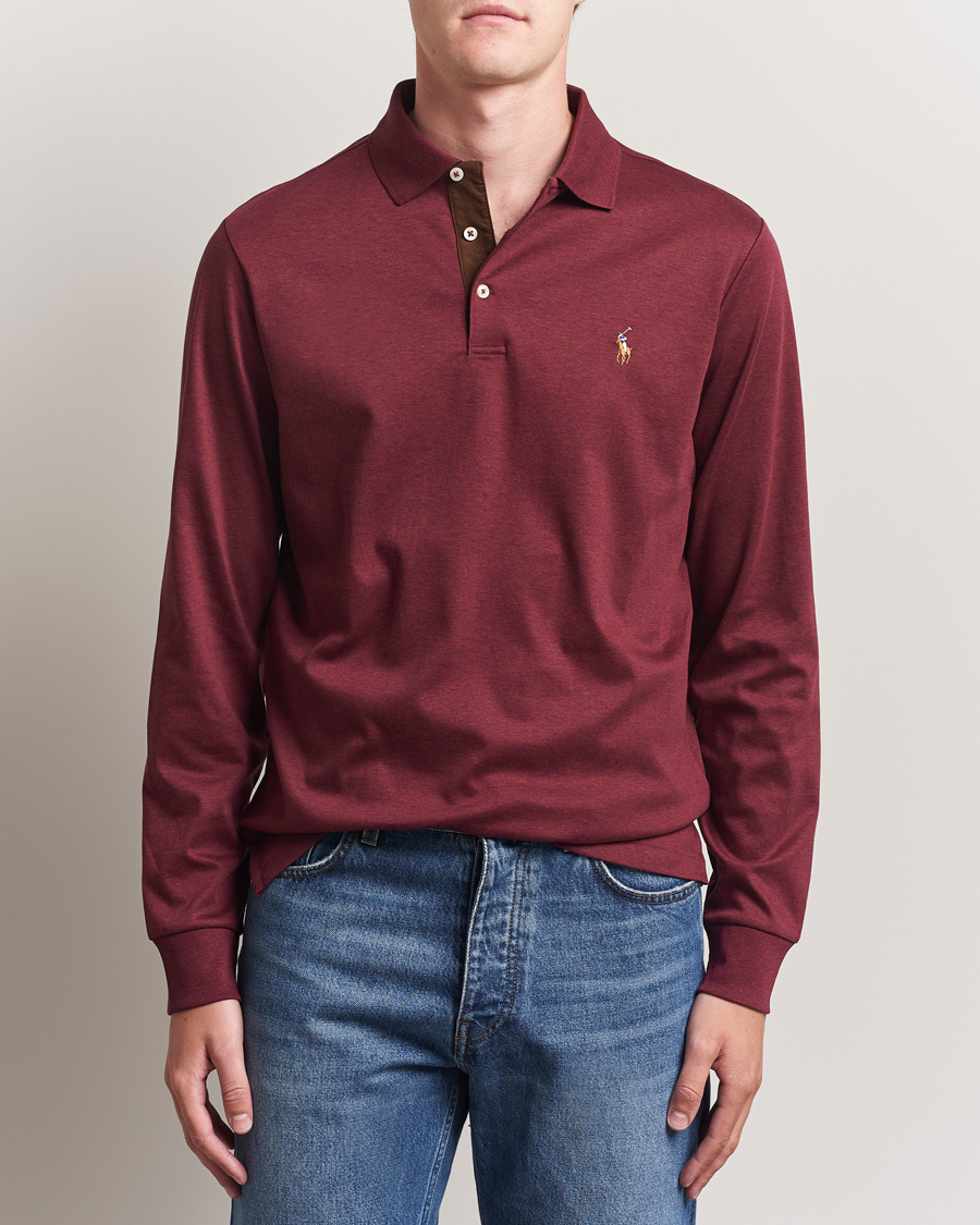 Men | Polo Shirts | Polo Ralph Lauren | Pima Cotton Custom Slim Fit LS Polo Spring Wine Heather
