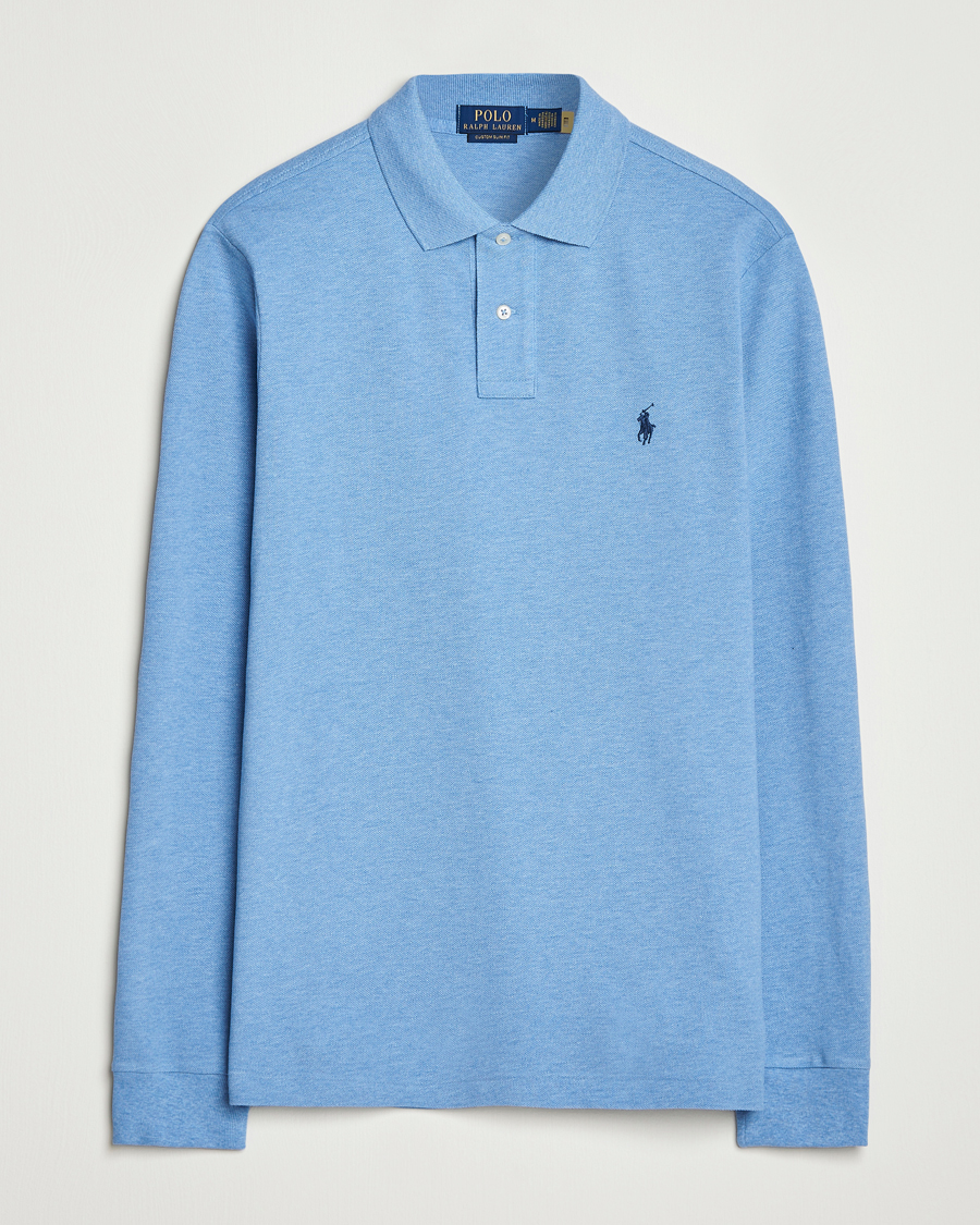 Men | Polo Shirts | Polo Ralph Lauren | Custom Slim Fit Long Sleeve Polo Soft Royal Heather