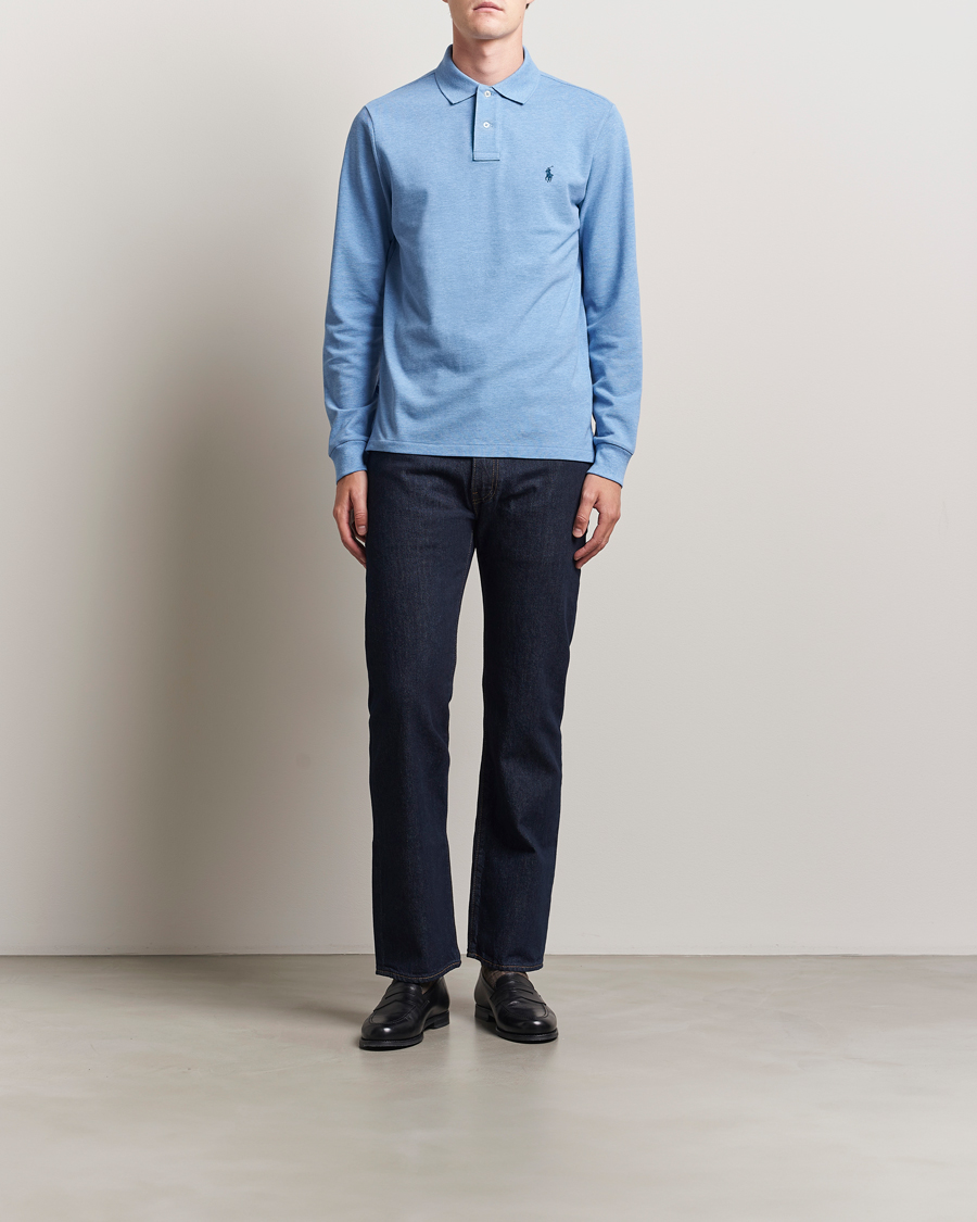 Men | Polo Shirts | Polo Ralph Lauren | Custom Slim Fit Long Sleeve Polo Soft Royal Heather