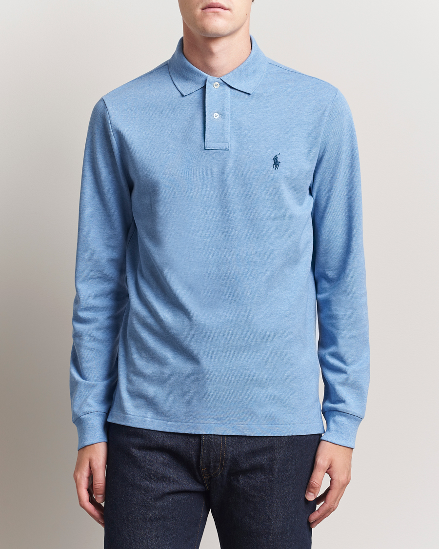 Men | Polo Shirts | Polo Ralph Lauren | Custom Slim Fit Long Sleeve Polo Soft Royal Heather
