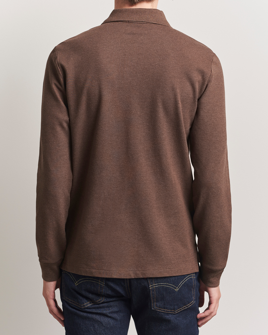 Men | Polo Shirts | Polo Ralph Lauren | Custom Slim Fit Long Sleeve Polo Nutmeg Brown Heather