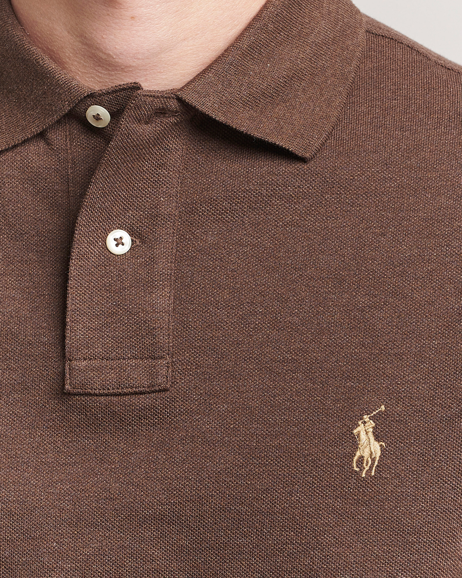 Men | Polo Shirts | Polo Ralph Lauren | Custom Slim Fit Long Sleeve Polo Nutmeg Brown Heather