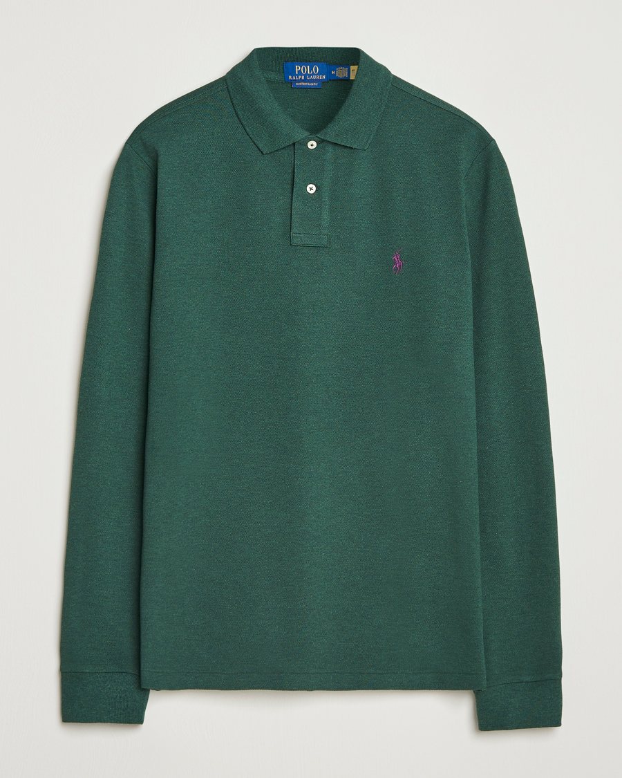 Men | Polo Shirts | Polo Ralph Lauren | Custom Slim Fit Long Sleeve Polo Scotch Pine Heather