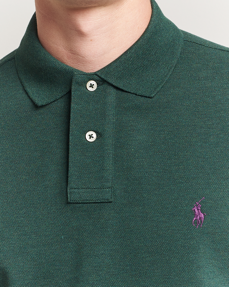 Men | Polo Shirts | Polo Ralph Lauren | Custom Slim Fit Long Sleeve Polo Scotch Pine Heather