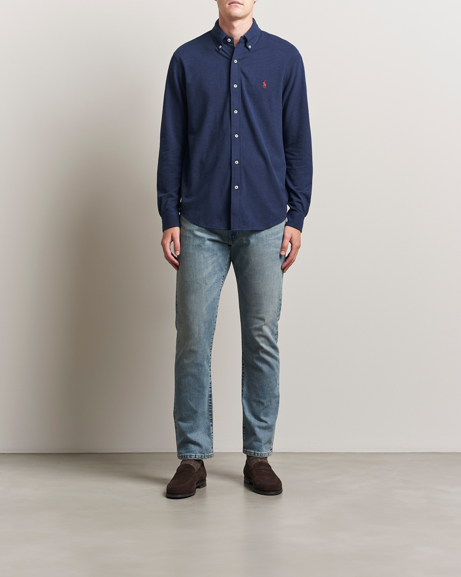 Men | Shirts | Polo Ralph Lauren | Featherweight Mesh Shirt Spring Navy Heather