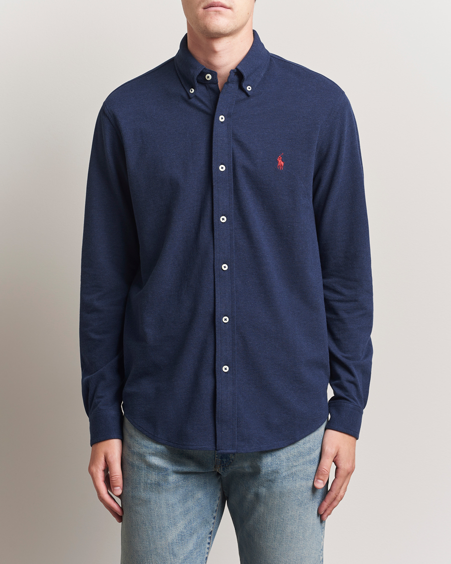 Men | Shirts | Polo Ralph Lauren | Featherweight Mesh Shirt Spring Navy Heather