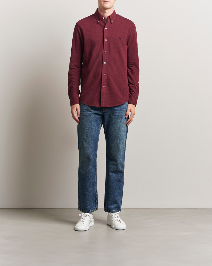 Men | Shirts | Polo Ralph Lauren | Featherweight Mesh Shirt Spring Wine Heather