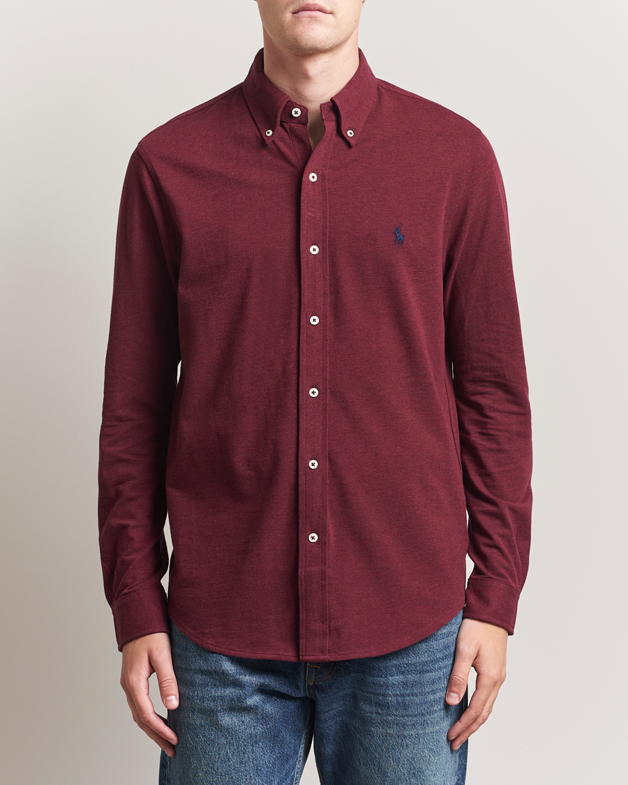 Men | Shirts | Polo Ralph Lauren | Featherweight Mesh Shirt Spring Wine Heather