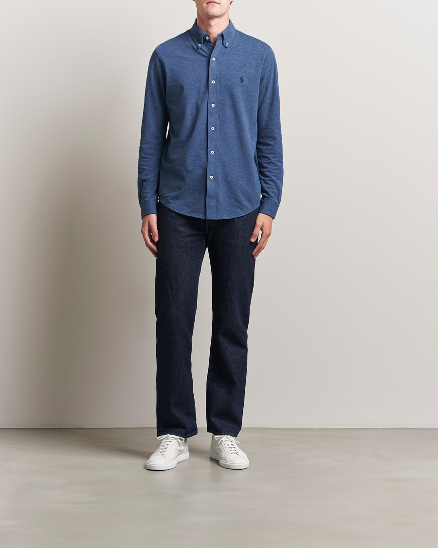 Men | Shirts | Polo Ralph Lauren | Featherweight Mesh Shirt Derby Blue Heather