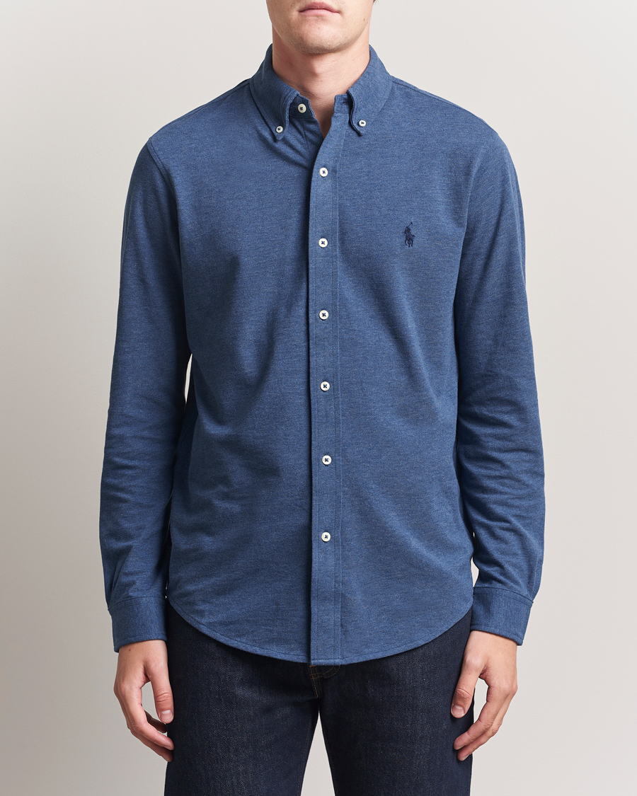 Men | Shirts | Polo Ralph Lauren | Featherweight Mesh Shirt Derby Blue Heather