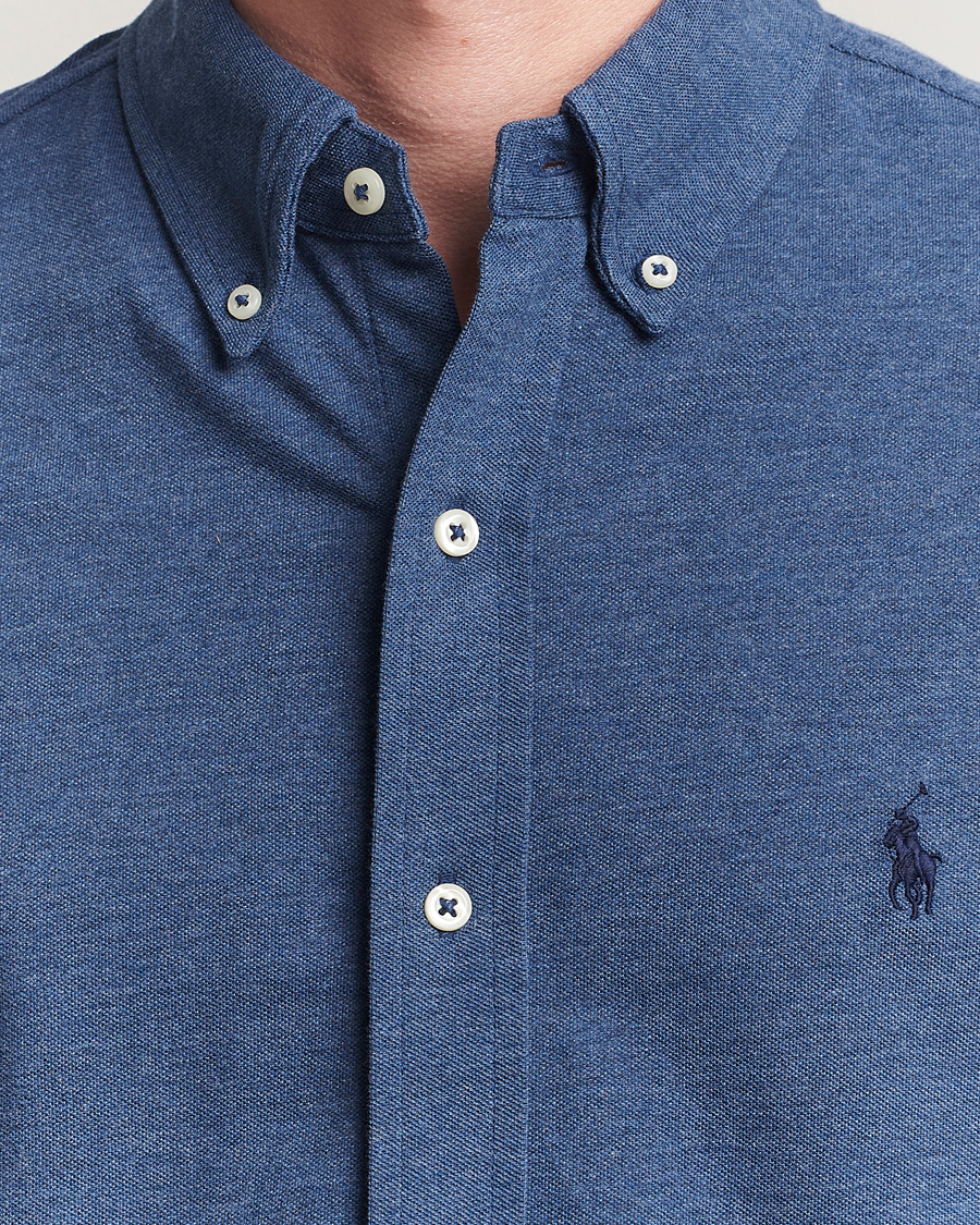Men | Shirts | Polo Ralph Lauren | Featherweight Mesh Shirt Derby Blue Heather