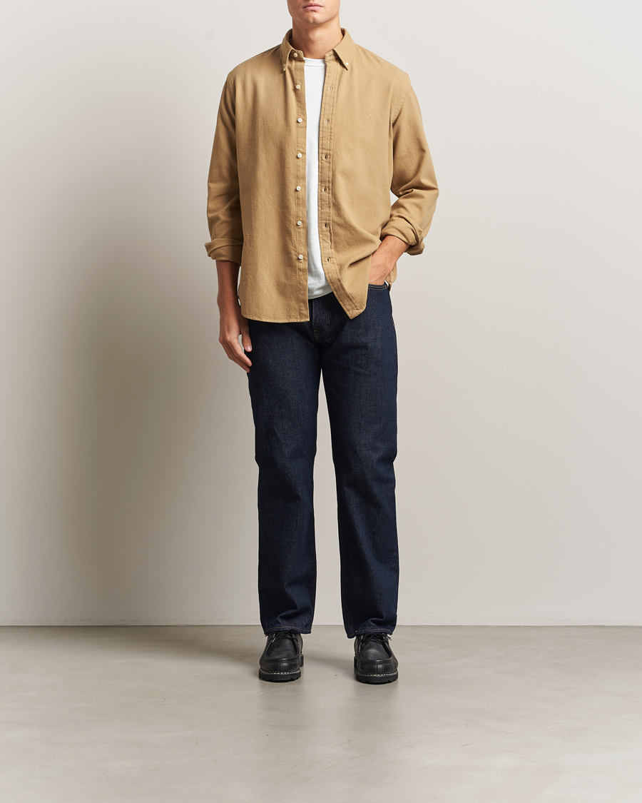 Men | Shirts | Polo Ralph Lauren | Custom Fit Brushed Flannel Shirt RL Khaki
