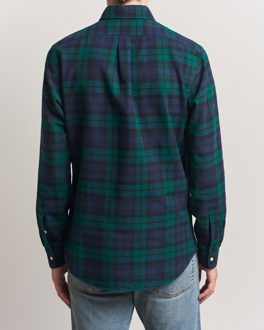 Men | Shirts | Polo Ralph Lauren | Custom Fit Brushed Flannel Checked Shirt Navy/Green