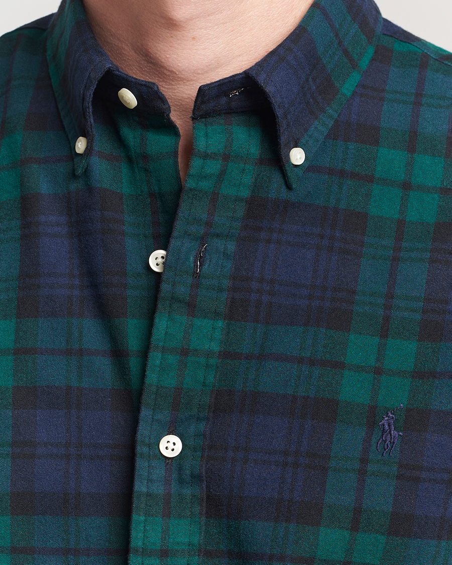 Men | Shirts | Polo Ralph Lauren | Custom Fit Brushed Flannel Checked Shirt Navy/Green