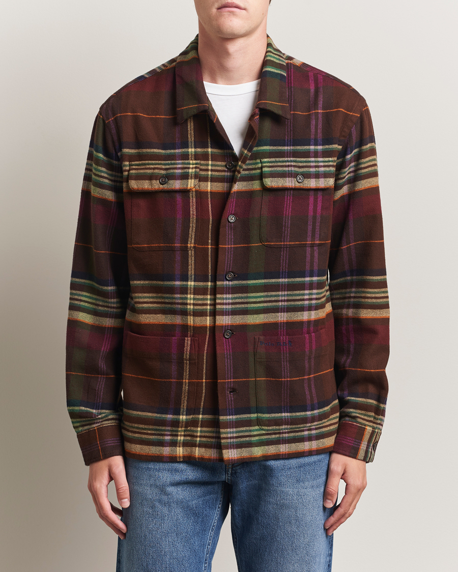 Men | Shirts | Polo Ralph Lauren | Brushed Flannel Pocket Shirt Brown/Green
