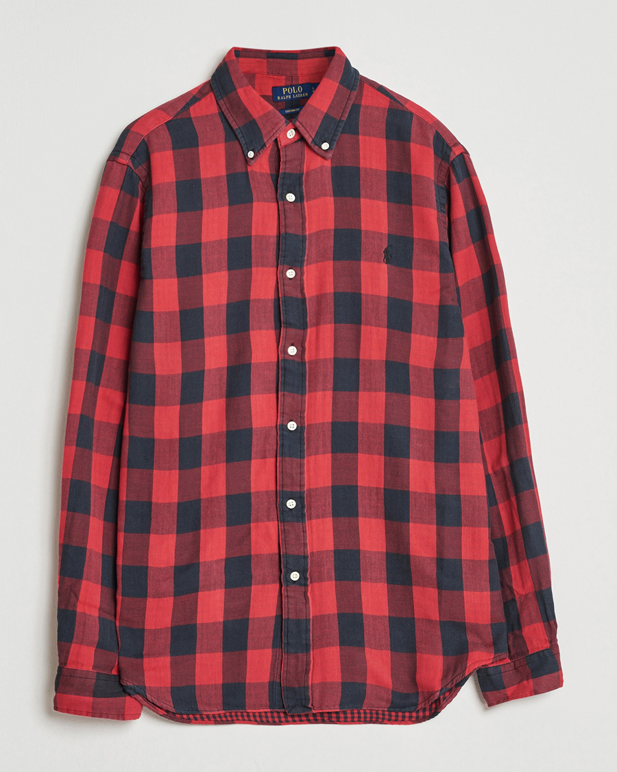 Men | Shirts | Polo Ralph Lauren | Custom Fit Double Faced Checked Shirt Red/Black