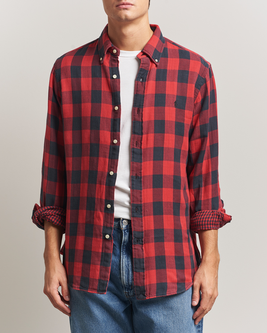 Men | Shirts | Polo Ralph Lauren | Custom Fit Double Faced Checked Shirt Red/Black
