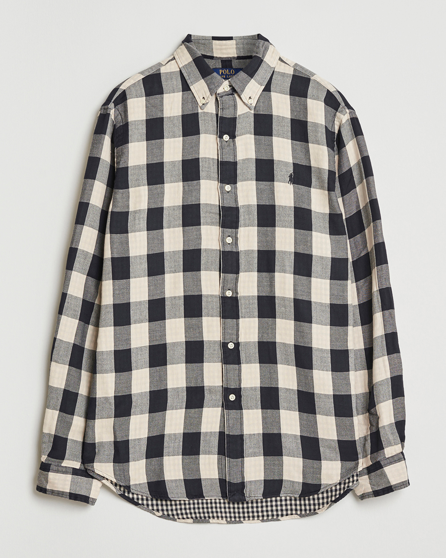 Men | Shirts | Polo Ralph Lauren | Custom Fit Double Faced Checked Shirt Cream/Black