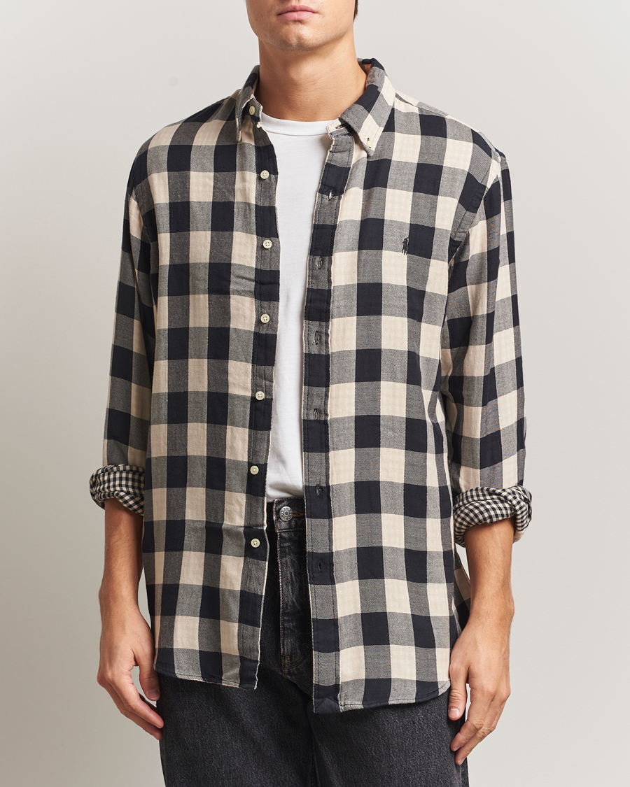 Men | Shirts | Polo Ralph Lauren | Custom Fit Double Faced Checked Shirt Cream/Black