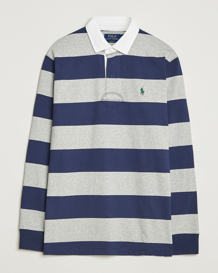 Men | Sweaters & Knitwear | Polo Ralph Lauren | Jersey Striped Rugger Navy/Andover Heather