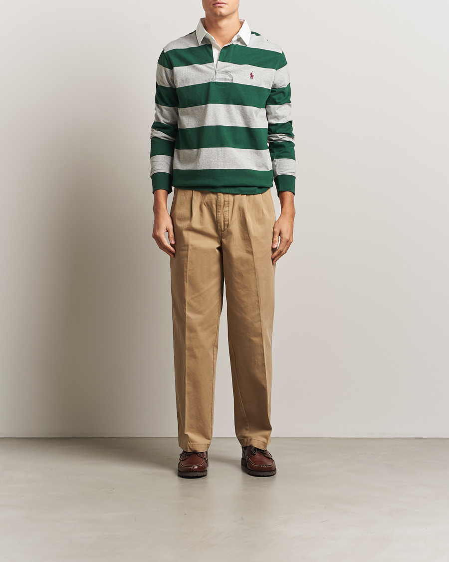 Men | Sweaters & Knitwear | Polo Ralph Lauren | Jersey Striped Rugger Vintage Pine/Andover Heather