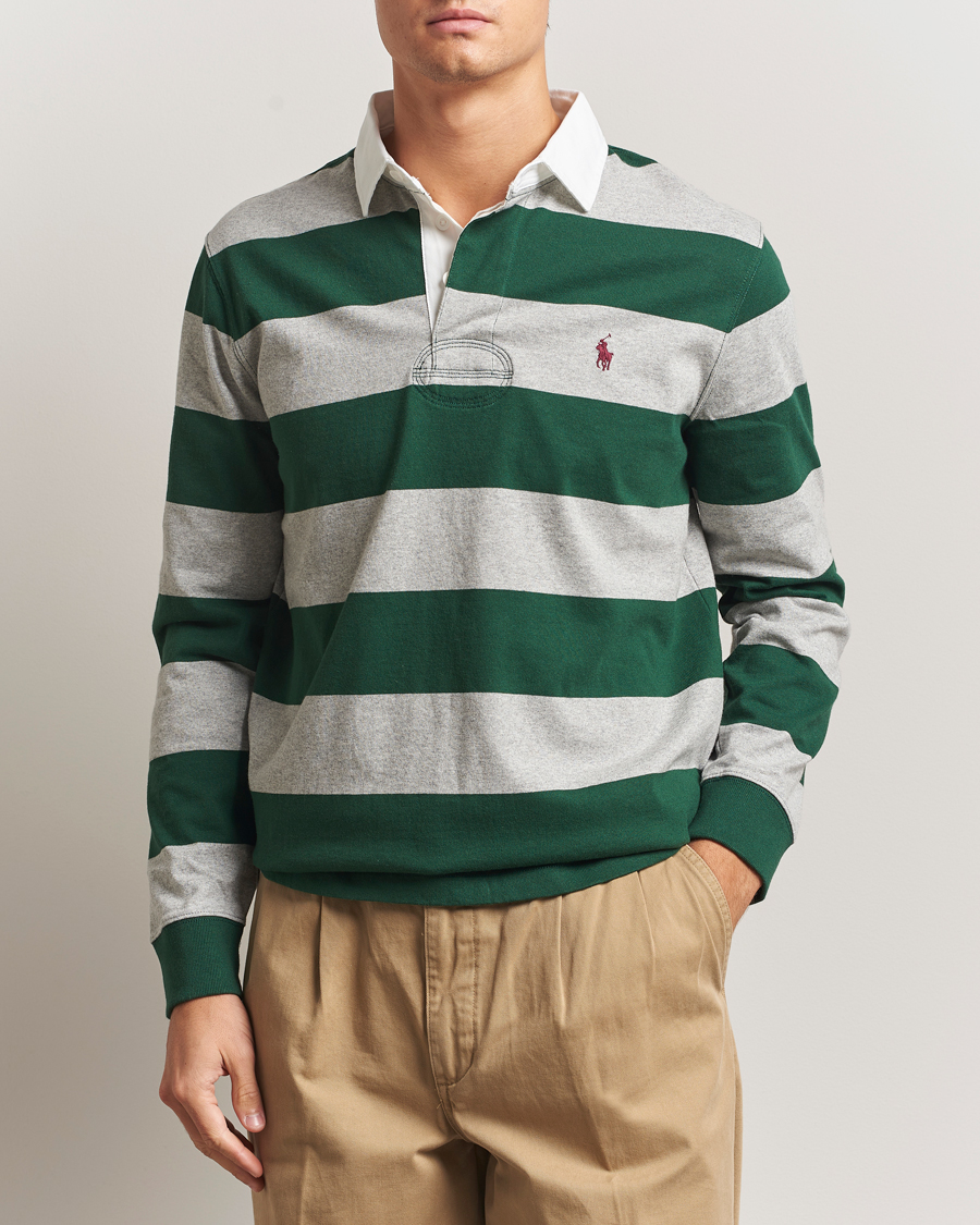 Men | Sweaters & Knitwear | Polo Ralph Lauren | Jersey Striped Rugger Vintage Pine/Andover Heather