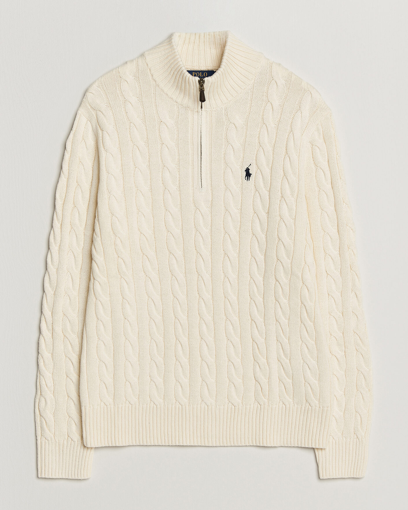 Men | Sweaters & Knitwear | Polo Ralph Lauren | Cotton Cable Half Zip Andover Cream