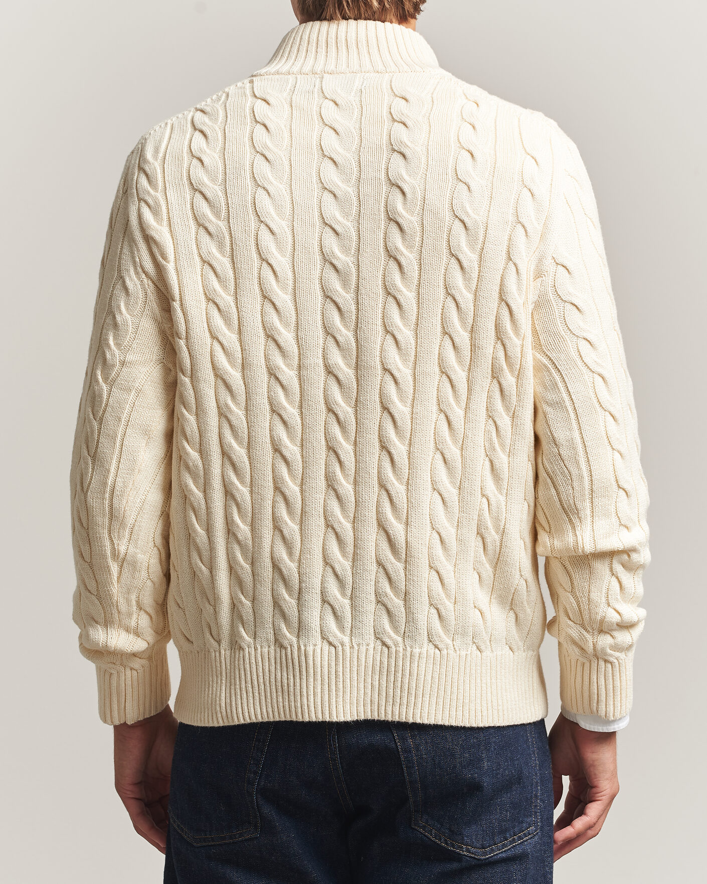Men | Sweaters & Knitwear | Polo Ralph Lauren | Cotton Cable Half Zip Andover Cream
