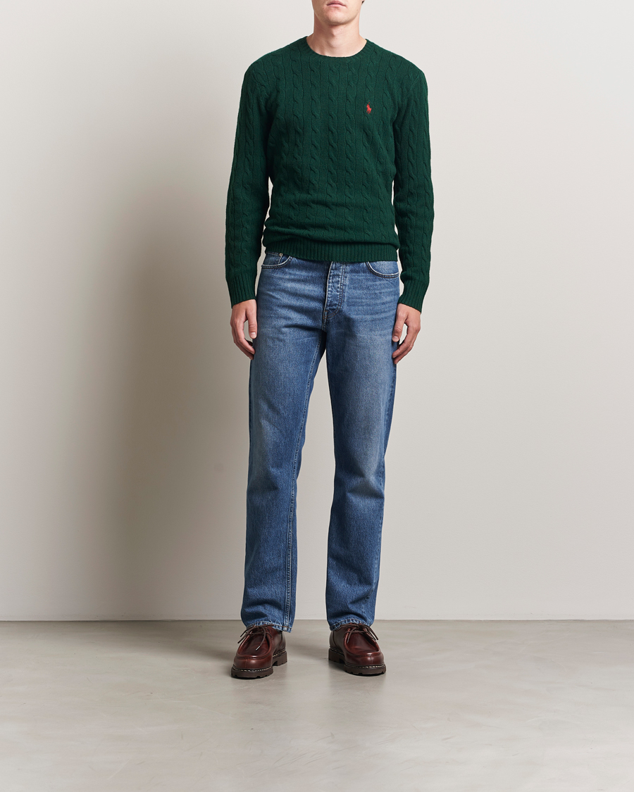 Men | Sweaters & Knitwear | Polo Ralph Lauren | Wool/Cashmere Cable Crew Neck Moss Agate