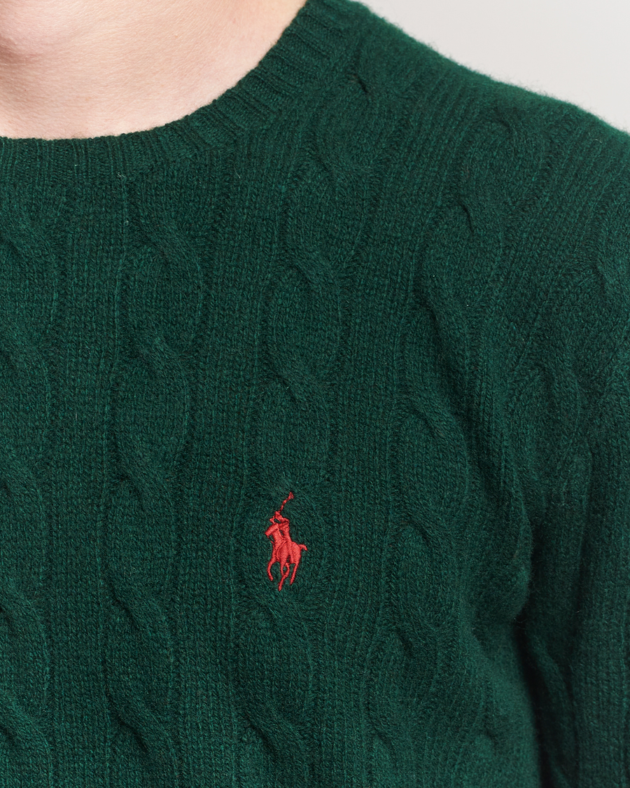 Men | Sweaters & Knitwear | Polo Ralph Lauren | Wool/Cashmere Cable Crew Neck Moss Agate