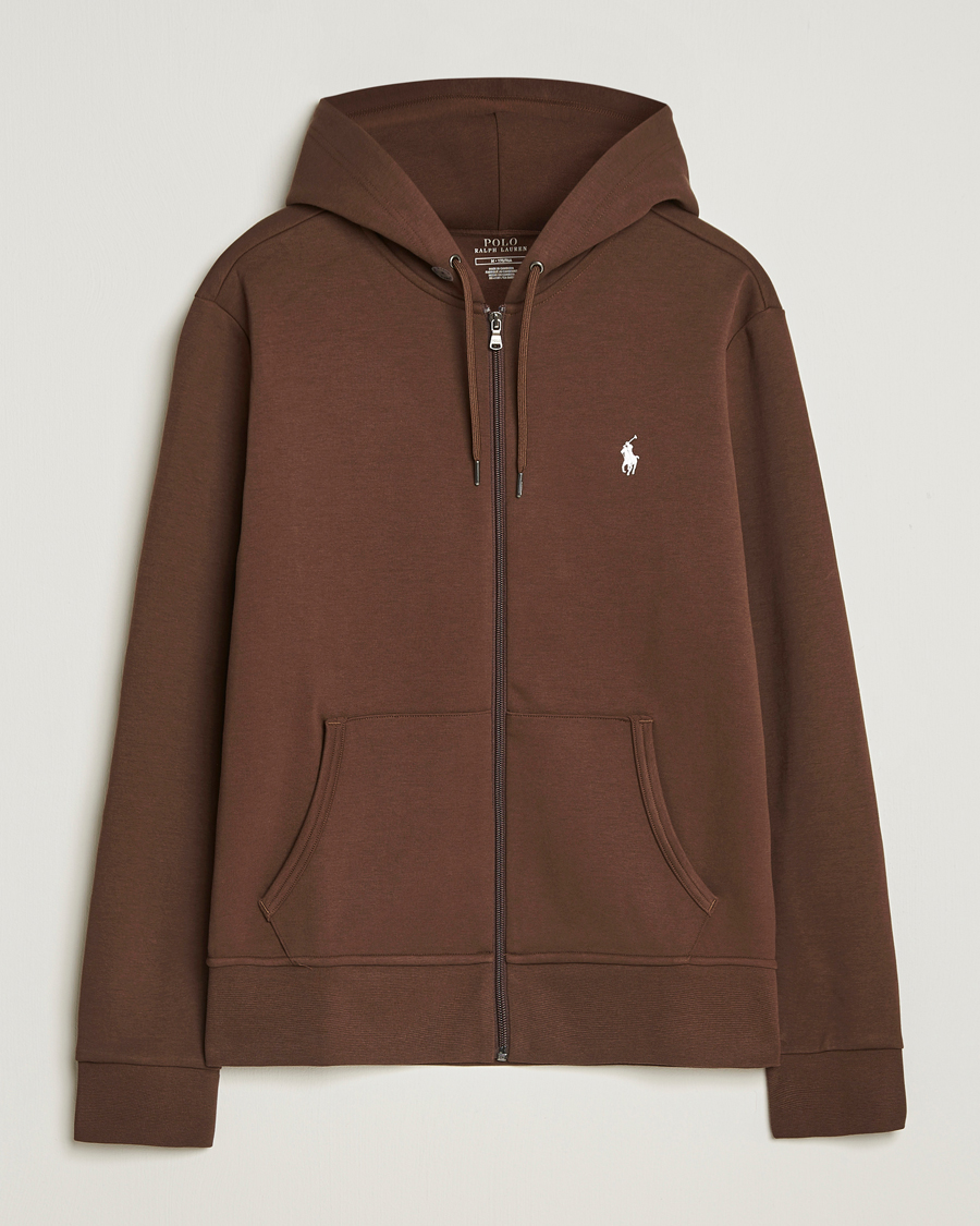 Men | Sweaters & Knitwear | Polo Ralph Lauren | Double Knitted Full-Zip Hoodie Branch Brown