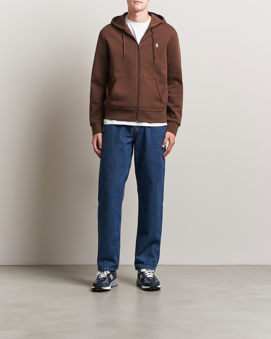 Men | Sweaters & Knitwear | Polo Ralph Lauren | Double Knitted Full-Zip Hoodie Branch Brown