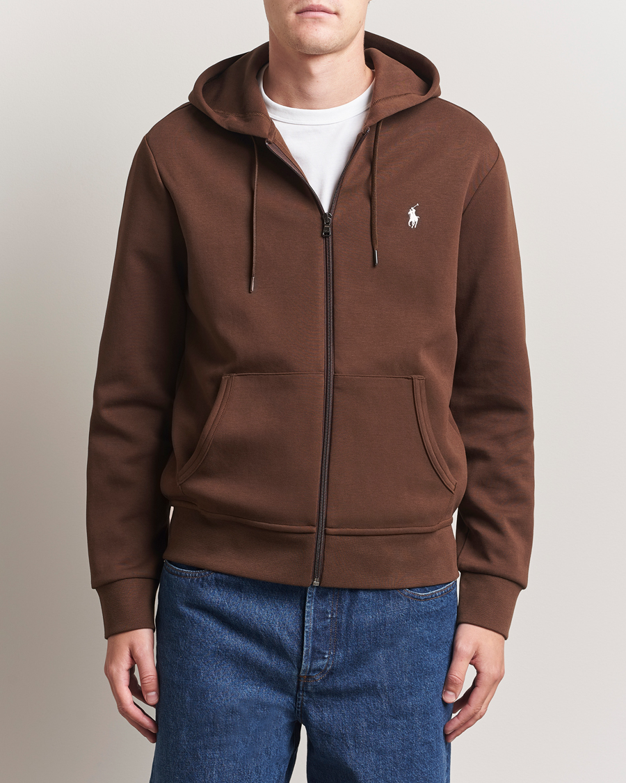 Men | Sweaters & Knitwear | Polo Ralph Lauren | Double Knitted Full-Zip Hoodie Branch Brown