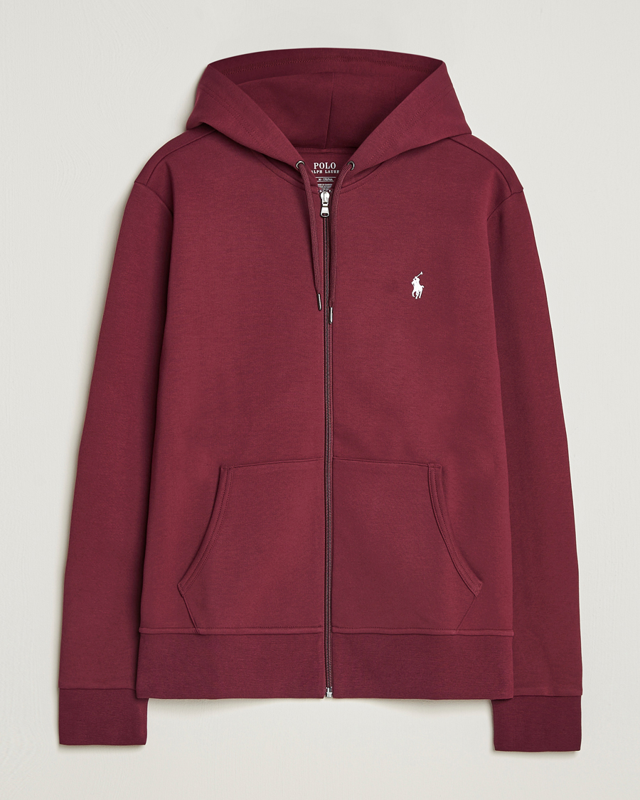 Men | Sweaters & Knitwear | Polo Ralph Lauren | Double Knitted Full-Zip Hoodie Classic Wine