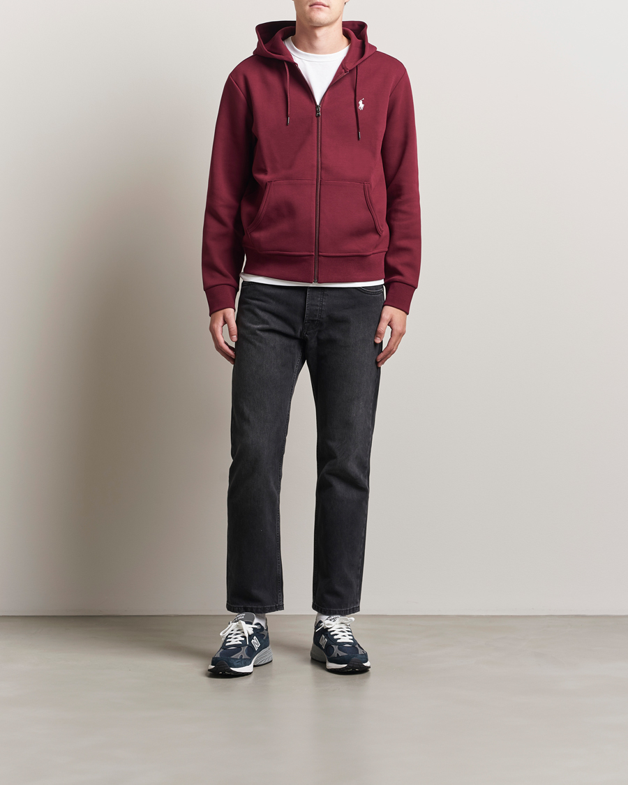 Men | Sweaters & Knitwear | Polo Ralph Lauren | Double Knitted Full-Zip Hoodie Classic Wine