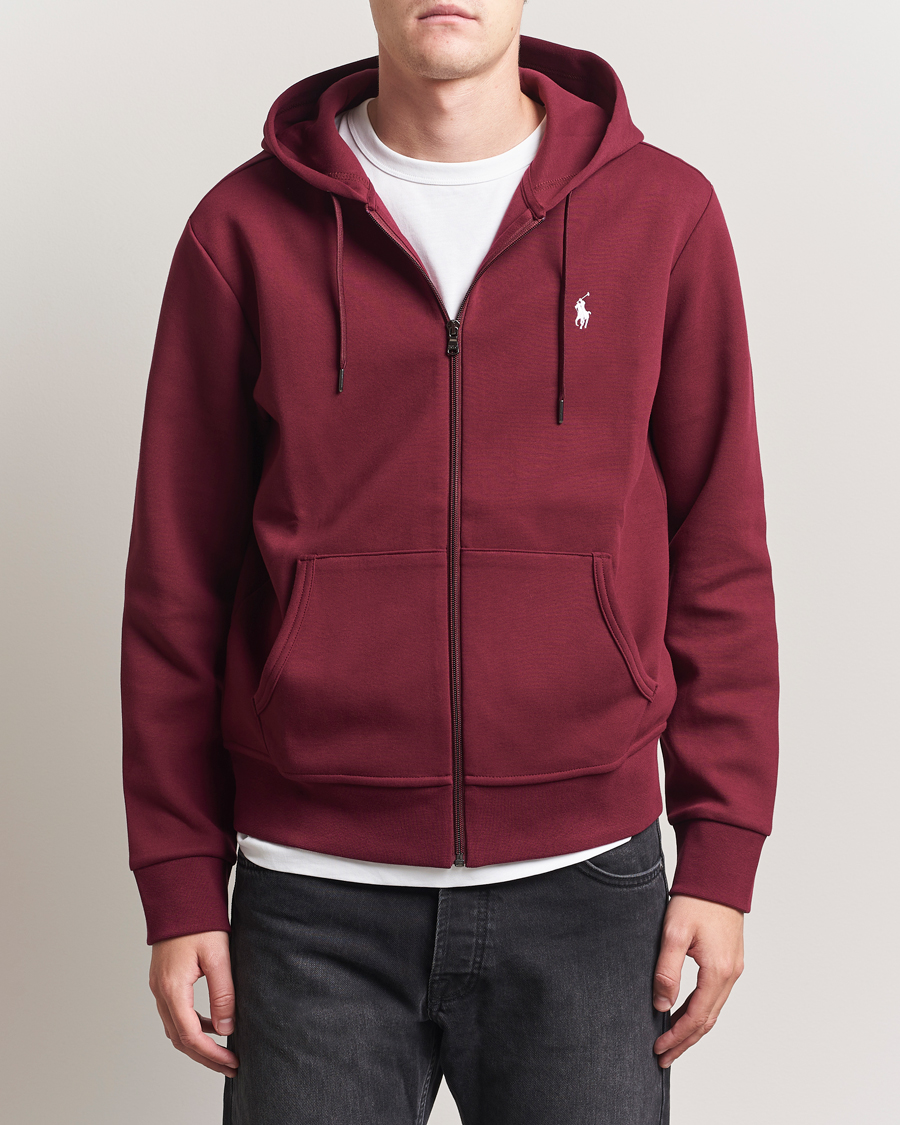 Men | Sweaters & Knitwear | Polo Ralph Lauren | Double Knitted Full-Zip Hoodie Classic Wine